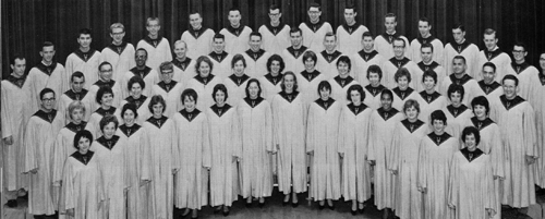Singing with the Concert Choir is just one of Modesitt's many vivid memories. (Copyright Illini Media / 1963 Illio) concert choir