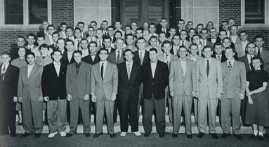 Dieter (front row, second from right) with the American Student Veterinary Medical Association. (Copyright Illini Media / 1955 Illio) Vet Med